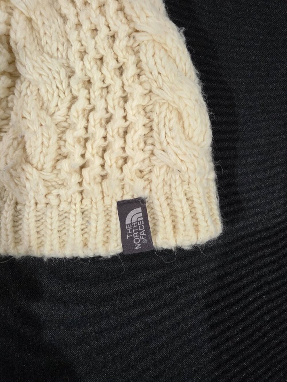 The North Face Cable Minna Beanie Cream Off-White Knit Fleece-Lined Winter Hat O - Picture 6 of 11